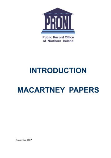 Introduction to the Macartney Papers - Public Record Office of ...