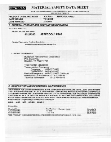 JEFFCOOL P203 MSDS.pdf - Third Coast Chemicals