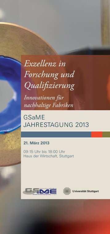 Exzellenz in Forschung und Qualifizierung - GSaME - Universität ...