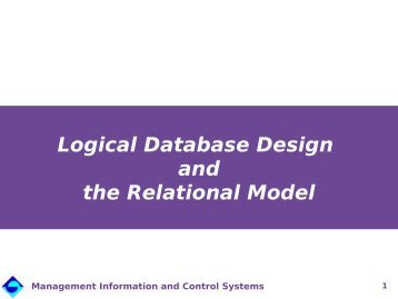 Logical Database Design and the Relational Model - Institute for ...