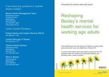 Reshaping Bexley's mental health services for adults 71.2 KB