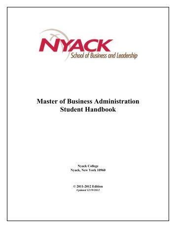 Master Of Business Administration Student Handbook - Nyack College