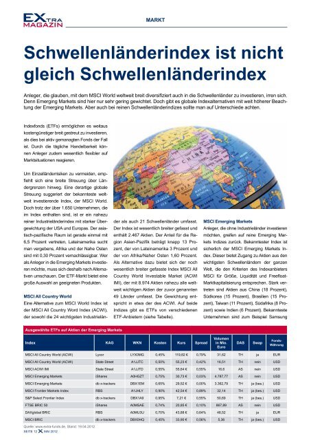 Emerging Markets Die Welt im Wandel - EXtra-Magazin