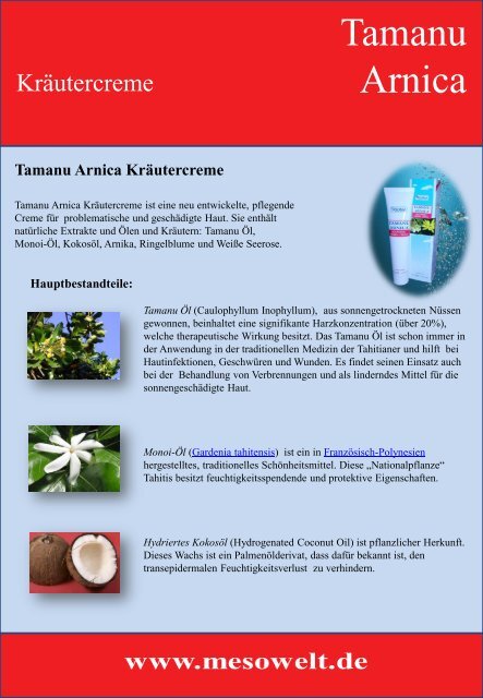 Tamanu Arnica Kräutercreme - Mesowelt