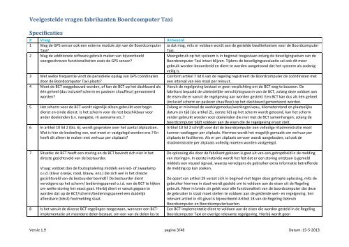 Veelgestelde vragen fabrikanten Boordcomputer Taxi - Inspectie ...