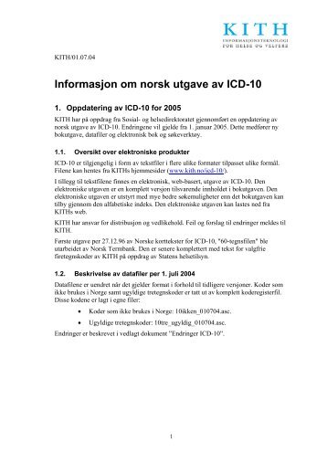 Informasjon om datafiler for ICD-10 - KITHs