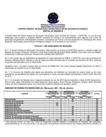 EDITAL NÂº 005/2012 - CEFET/RJ â Portal de NotÃ­cias