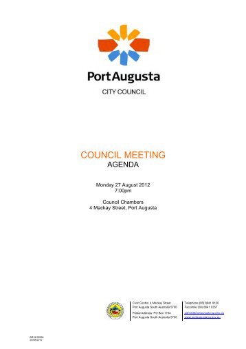 Agenda 27 August 2012 - Port Augusta - SA.Gov.au