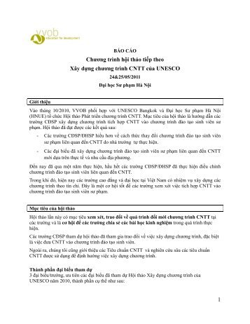 1 Chương trình hội thảo tiếp theo Xây dựng chương trình ... - VVOB