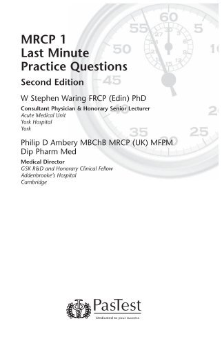 MRCP 1 Last Minute Practice Questions - PasTest