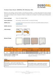 Product Data Sheet: DUROPAL HPL Window Sills