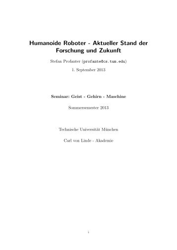 Humanoide Roboter - Aktueller Stand der ... - Stefan Profanter
