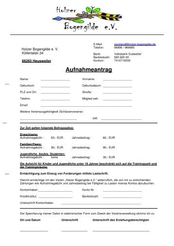 Aufnahmeantrag