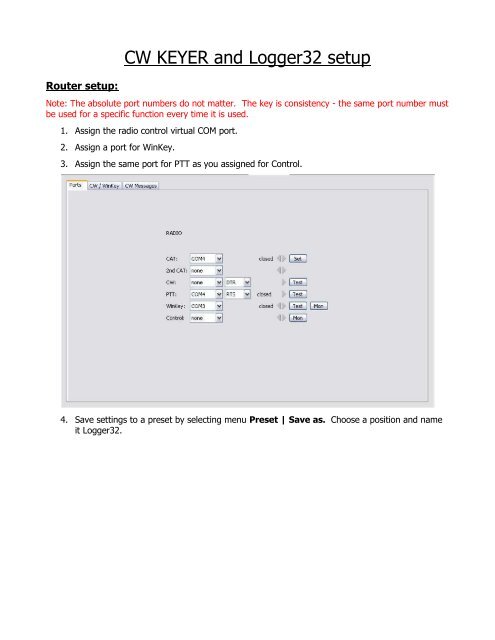 CW KEYER and Logger32 setup - microHAM