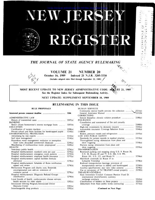 Number 20, Pages 3205-3330 - Law Library - The New Jersey State ...