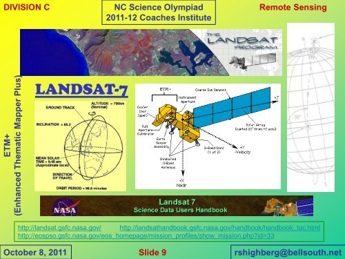 Remote Sensing Hydrosphere - North Carolina Science Olympiad