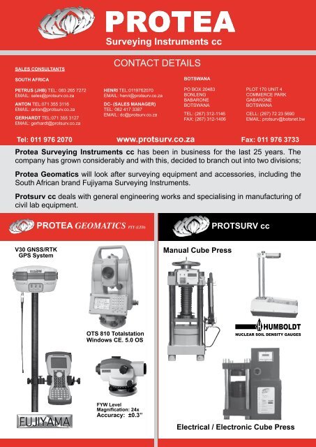 protea geomatics pty (ltd) - Survey Instruments