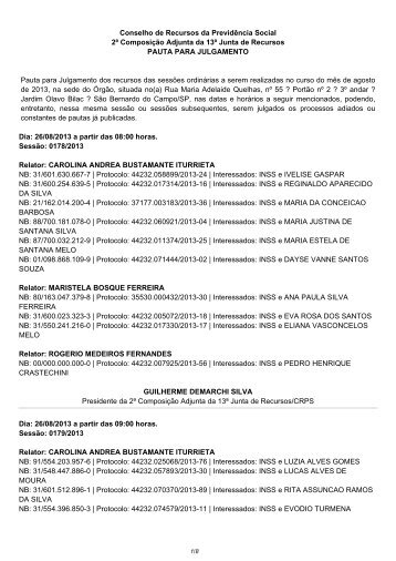 Pauta de julgamento 178 a 191 E-Recursos - MinistÃ©rio da ...