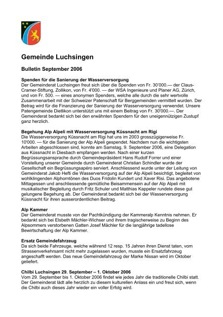 Gemeinde Luchsingen - Glarus24.ch