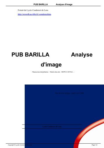 PUB BARILLA Analyse d'image