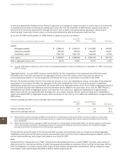 Q2 2009 Report to Unitholders - English version (PDF 1.78 ... - RioCan