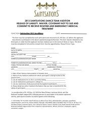 Waiver Form - Saintsations