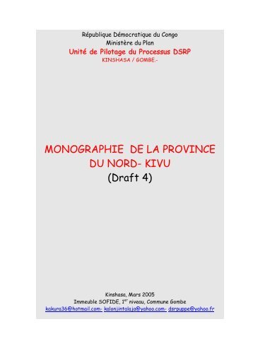 MONOGRAPHIE DE LA PROVINCE DU NORD- KIVU (Draft 4)