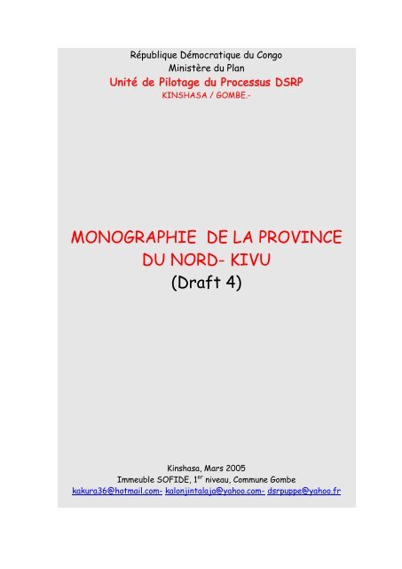 Monographie De La Province Du Nord Kivu Draft 4