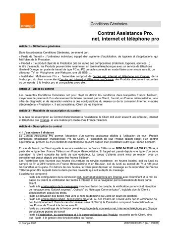 Contrat Assistance Pro. net, internet et tÃ©lÃ©phone pro - Orange mobile