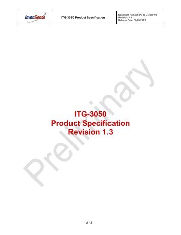 ITG-3050 Product Specification Revision 1.3 - InvenSense