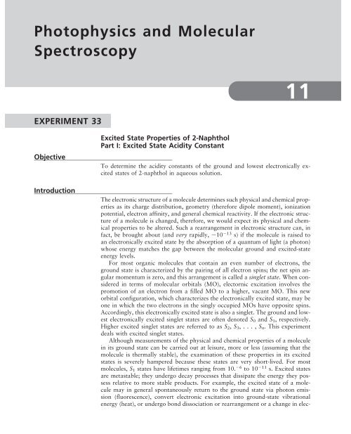 Part 11. Photophysics and Molecular Spectroscopy - W.H. Freeman