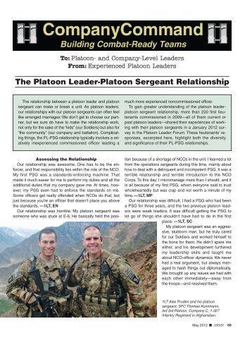 The Platoon Leader-Platoon Sergeant Relationship - Company ...