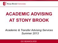 ACADEMIC ADVISING AT STONY BROOK - Student Affairs