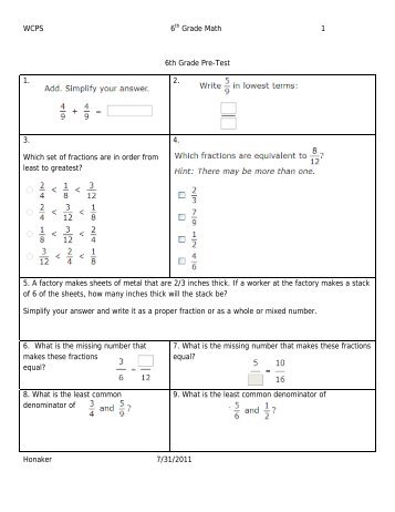6th Grade Math Vocabulary 6th Grade Math Vocabulary