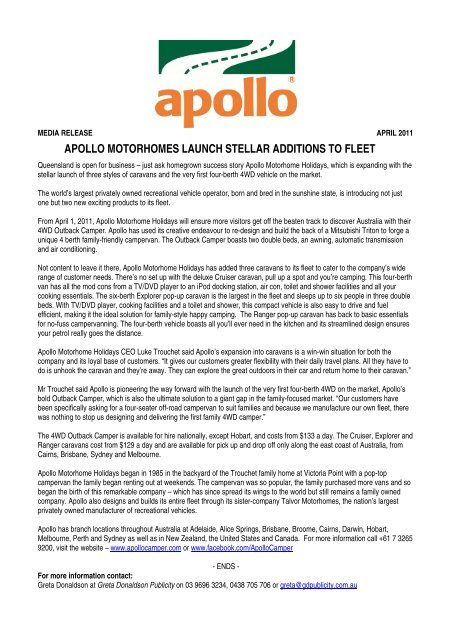 Stellar New Addition To the Apollo Motorhomes Fleet