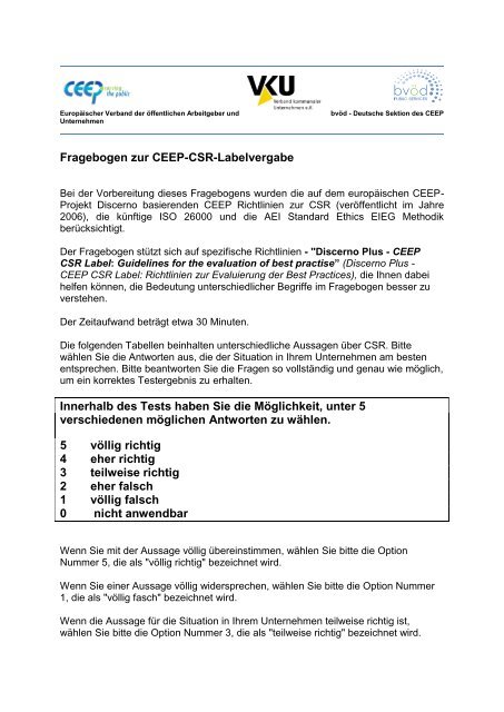 CSR-Fragebogens - Bundesverband Ãffentliche Dienstleistungen