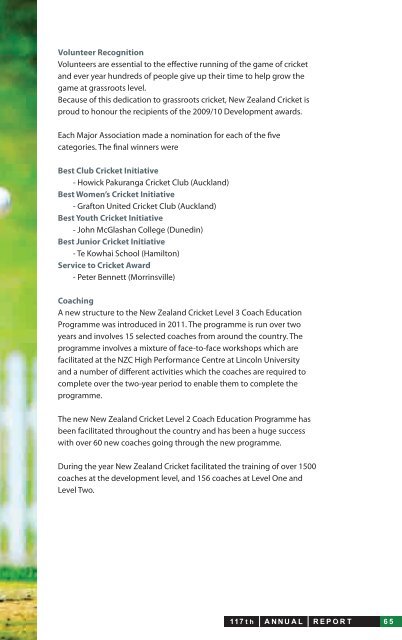 New Zealand Cricket Annual Report 2010 - 2011