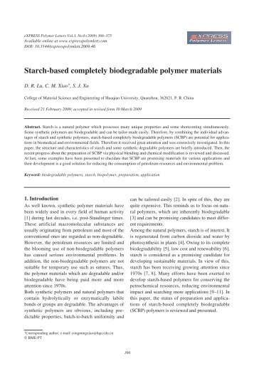Starch-based completely biodegradable polymer materials