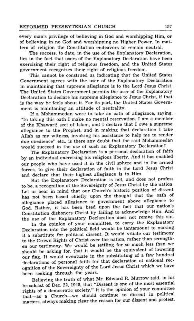 Reformed Presbyterian Minutes of Synod 1954