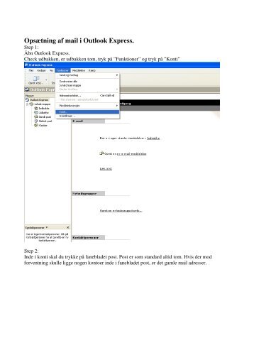 OpsÃ¦tning af mail i Outlook Express. - DLG Tele