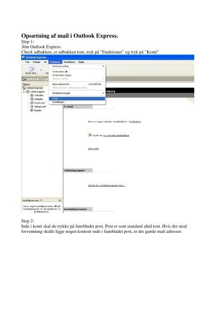 OpsÃ¦tning af mail i Outlook Express. - DLG Tele