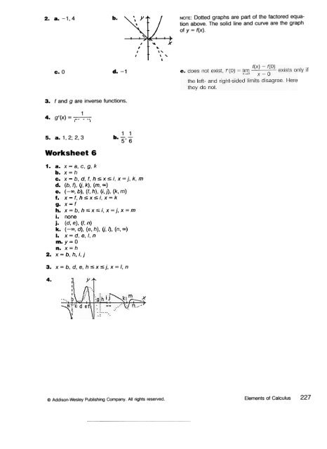 Key for Worksheets 6 and 7