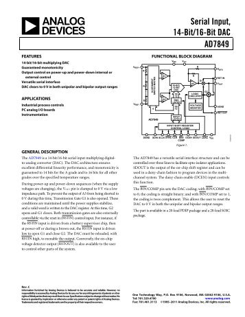 Serial Input, 14-Bit/16-Bit DAC AD7849 - Analog Devices