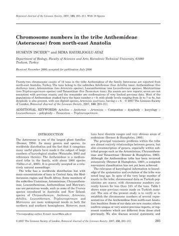 Chromosome numbers in the tribe Anthemideae (Asteraceae) from ...