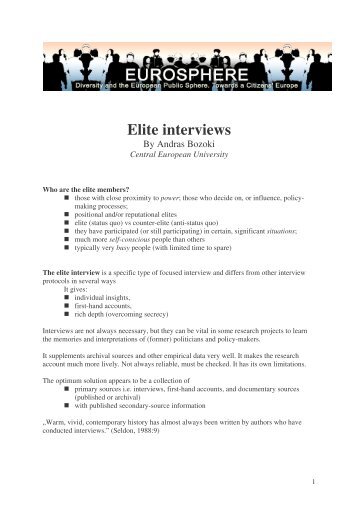 Elite interviews