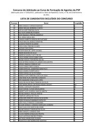 Lista de candidatos excluÃ­dos do concurso de admissÃ£o ao CFA - PSP