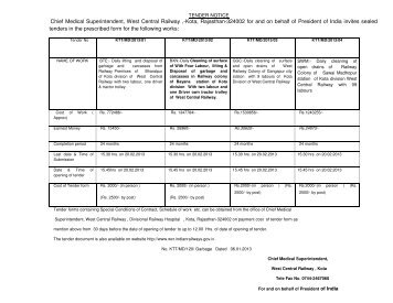 Chief Medical Superintendent, West Central Railway ,-Kota ...