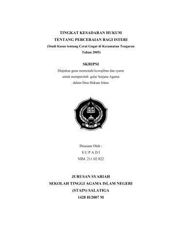 tingkat kesadaran hukum tentang perceraian bagi isteri skripsi ... - idb4