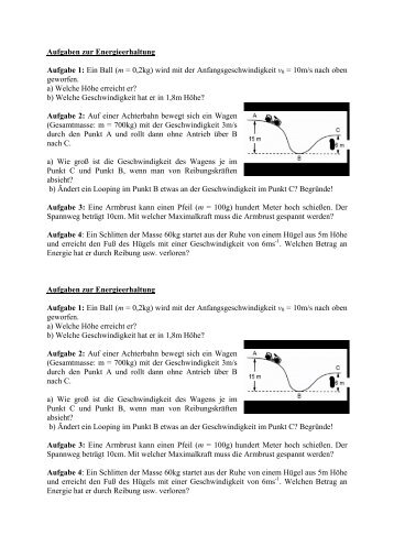 Aufgaben zur Energieerhaltung Aufgabe 1: Ein Ball (m ... - psiquadrat