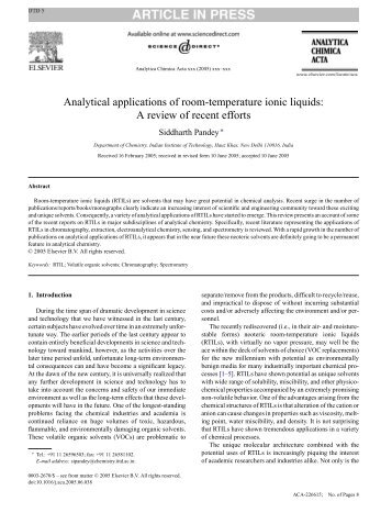 Analytical applications of room-temperature ionic liquids: A review of ...